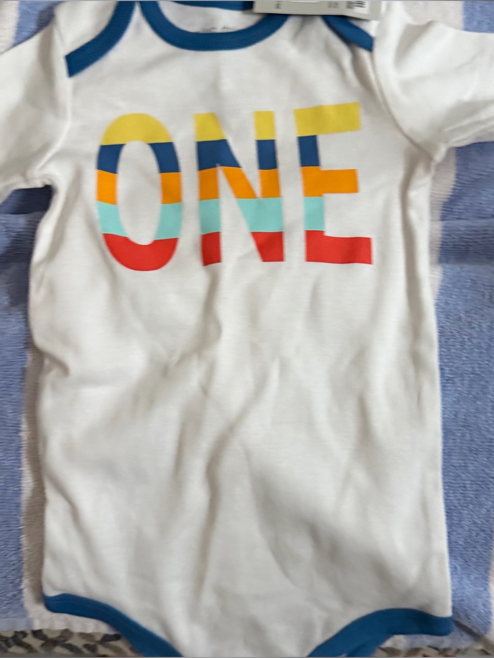 ONE -Piece Bodysuit First Birthday Size 12 Months with Multicolor 'ONE' Graphic